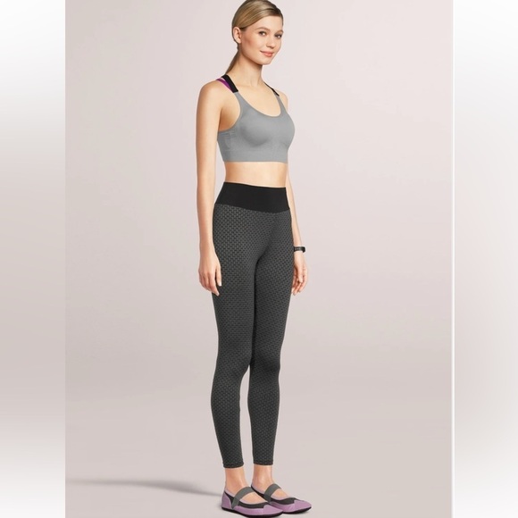 Black Butt Lifting High Waist Leggings Tummy Control Bubble Stretchable Medium - Picture 3 of 11